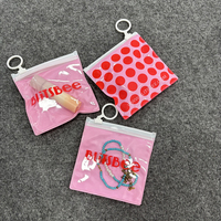 Emballage personnalisé en plastique rose avec fermeture éclair pour petits articles, sac en PVC transparent avec fermeture éclair pour bijoux, logo personnalisé