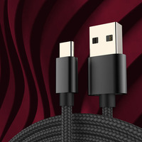 Cables de datos de carga rápida tipo C con trenzado de nailon MS 3A 2.4A, carcasa de aluminio, cable de cobre puro, cables USB negros para teléfono