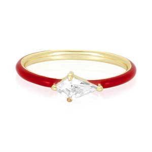 Gemnel or véritable plaider arc-en-ciel coloré émail métal poire marquise pierre anneaux mignon rouge bague en émail pour femmes - Product Image 1