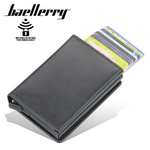 Baellerry Men's Aluminum Magnetic Card Holder Black 4 Inch <b>RFID</b> <b>Blocking</b> Credit Card <b>Wallet</b> Multi Slot Elastic Design - Product Image 1