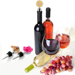 In stock: diamond-encrusted decorative bottle stoppers, bee alloy pearl <b>wine</b> bottle stoppers, sunflower metal <b>wine</b> stoppers - Product Image 2