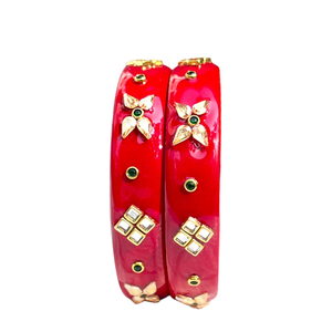 <b>Red</b> Glossy Handcrafted Lac Bangles with Mirror Work Traditional Ethnic Jewelry Collection for Weddings Festivals and Party Wear - Product Image 3