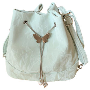Mint Green Bucket Bag For Women Soft Polyester <b>Drawstring</b> <b>Backpack</b> With Pearl Charm Summer 2024 Everyday Use - Product Image 5