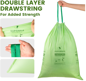 ถุงขยะครัวแบบมีเชือกผูก SUPERBIO ขนาด 13 แกลลอน 49.2 ลิตร ย่อยสลายได้ จำนวน 30 ใบ หนา 1 มิล สำหรับขยะเศษอาหาร - Product Image 5