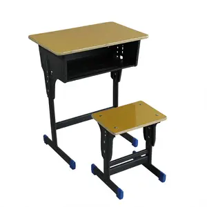 학교 가구를위한 높이 조절 가능한 저렴한 가격 단일 학생 책상 및 의자