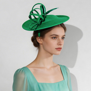 <span class=keywords><strong>Chapeau</strong></span> bibi artisanal en sinamay avec ruban, pour <span class=keywords><strong>femme</strong></span>, idéal pour les cocktails, les cérémonies religieuses - Product Image 1