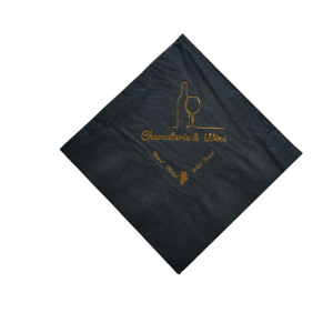 Serviettes en <span class=keywords><strong>papier</strong></span> noires jetables personnalisées <span class=keywords><strong>de</strong></span> cocktail <span class=keywords><strong>de</strong></span> logo d'<span class=keywords><strong>or</strong></span> d'estampillage à chaud en gros pour l'anniversaire <span class=keywords><strong>de</strong></span> mariage - Product Image 6