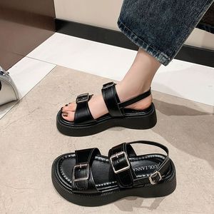 Sandales plates simples pour femmes, nouvelle collection été, style polyvalent avec ceinture, chaussures romaines décontractées et tendance pour étudiantes26 - Product Image 3