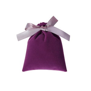 Purple Velvet <b>Drawstring</b> <b>Pouch</b> 15x20cm Jewelry Storage Bag With Ribbon For Cosmetics And Accessories Packaging - Product Image 3