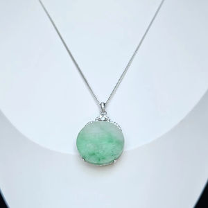 สร้อยคอหยกเงินแท้ 925 คุณภาพเยี่ยม ปรับความยาวได้ สวมใส่ง่าย ปรับแต่งความยาวได้ หยกเจไดต์ พร้อมใบรับรอง NGTC - Product Image 1