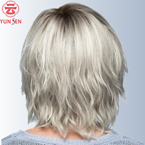 วิกผมไฟเบอร์ทนความร้อนสูง <span class=keywords><strong>ทรง</strong></span>บ๊อบ<span class=keywords><strong>สั้น</strong></span>หยิกแบบผูกเชือกด้านหน้า แสกข้าง สีบลอนด์แพลตตินั่มออมเบร สำหรับ<span class=keywords><strong>ผู้หญิง</strong></span> - Product Image 5