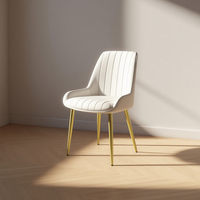 Chaise de salle à manger rembourrée en tissu, design moderne et élégant, confortable, avec pieds en métal, idéale pour les appartements, les entrées, les salles de bain et les salons.