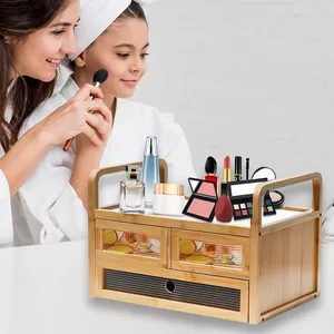Youlike Bamboe Cosmetische Organizer Multifunctionele Opslag Carrousel Voor Make-Up Organizer Cosmetische Sieraden Opslag