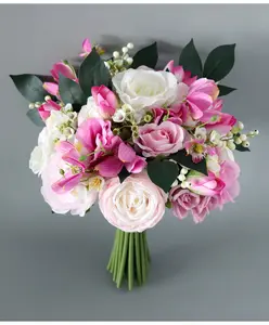 C035 Neuankömmling Hot Selling Künstliche Seide Rose Blume Romantische Luxus Braut Hochzeits strauß Für Hochzeits veranstaltungen