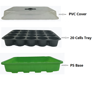 Plateau de semis en <span class=keywords><strong>plastique</strong></span> à 20 cellules avec couvercle en PVC pour boîte de culture de jardin - Product Image 2