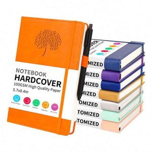 Cuaderno de Cuero Personalizado Promocional con Tapa Dura, Grabado en Relieve, Forro de PU, Encuadernación Personalizada, Correa Elástica y Bolsillo - Product Image 1