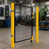 Clôture de sécurité modulaire pour robots, protection de machines industrielles, poteau jaune, grillage métallique noir, protection périmétrique d'atelier