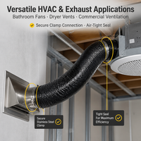 Tuyau d'aération flexible robuste pour CVC 150mm-200mm - Tuyau de ventilation en aluminium renforcé de PVC pour systèmes de ventilation