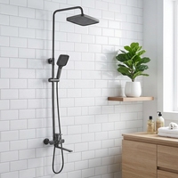 Ensemble de douche mural Azeta Chrome avec bec long, mitigeur et pommeau de pluie pour salle de bain