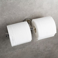 Accessoires de cuisine et de salle de bain pour la maison : Distributeur mural rectangulaire double rouleau en acier inoxydable au design moderne pour papier toilette et serviettes