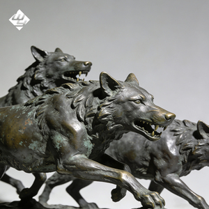 Scultura di <span class=keywords><strong>Lupo</strong></span> in Rame Fuso di Grado Commerciale, Statua Vintage di <span class=keywords><strong>Lupo</strong></span> Urlante in Bronzo per Parchi Aziendali <span class=keywords><strong>e</strong></span> Piazze - Product Image 4