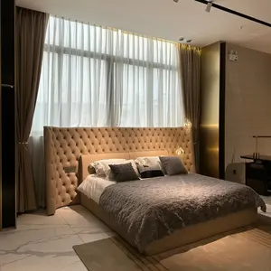 High end işık lüks yatak yatak odası mobilyası deriden yapılmış çift kişilik yatak kral İtalya tasarımlar foshan yeni model çağdaş