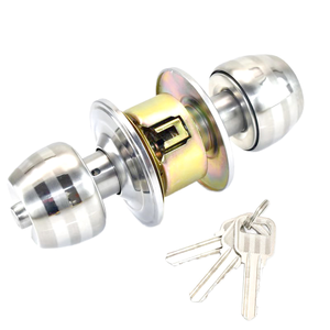 Zinc Nickel Plated Ball <strong>Knob</strong> <strong>Door</strong> Lock with Keys-Anti-Theft Interior <strong>Door</strong> Security Lock 30-40mm for Bedroom Bathroom - Product Image 1