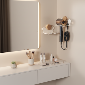 Soporte <span class=keywords><strong>de</strong></span> pared para secador <span class=keywords><strong>de</strong></span> pelo con ventosa sin perforaciones, estante <span class=keywords><strong>de</strong></span> almacenamiento elegante para baño, sin perforaciones - Product Image 2