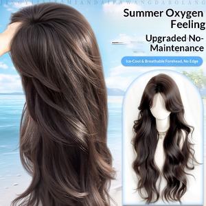 วิกผมผู้หญิงแบบติดศีรษะ  ฟูเป็นธรรมชาติ  บางเบา  ผสมไหม  ไม่มีเชือกผูก  แสกกลาง  ลอนใหญ่  <span class=keywords><strong>ผม</strong></span><span class=keywords><strong>ยาว</strong></span>  วิกผมหยิก  30% <span class=keywords><strong>ผม</strong></span>แท้ - Product Image 1