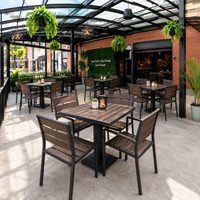 Mobilier d'hôtellerie, ensemble de restaurant en aluminium résistant aux intempéries, bistrot, café, table et chaises de style antique en teck