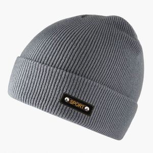 Simple Fashion Winter Hat Men's Fashionable Knitted Warm Cold Hat Custom Patch logo Beanie - Product Image 3