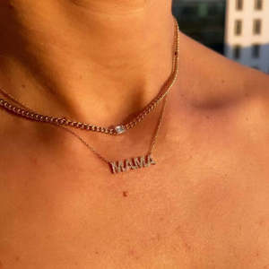 Collar con Colgante de Letra MAMA en Acero Inoxidable Chapado en Oro, con Dijes de Corazón con Circonitas, Joyería para el Día de la Madre - Product Image 3