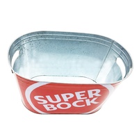 Hielera Ovalada de Metal Galvanizado Super Bock de 10QT, Hielera de Acero, Artículo Promocional para Cerveza