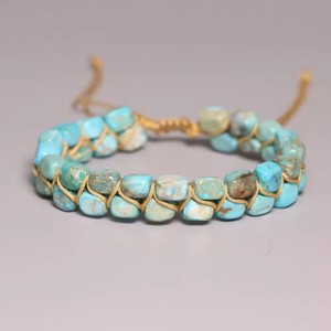 Boho 8*10MM Düzensiz Şekilli İmparator Jasper Boncuklu Örgülü Makrome Bileklik Ayarlanabilir Çingene Taşlı Bileklikler Kadın Takısı - Product Image 5