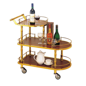 Troli minuman kayu baja Modern Display seluler untuk makan malam kue makanan penutup teh anggur di hotel restoran atau bar rumah - Product Image 2