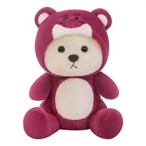 Strawberry Bear Plush Toy Red Bear Doll Decoration Cute Doll Plush Bear For Girl Friend