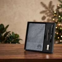 Juego de Artículos de Oficina y Papelería con Logotipo Personalizado, Sets de Promoción Empresarial con Memoria USB, Bolígrafo, Cuaderno de Cuero A5, Juego de Regalo Exquisito