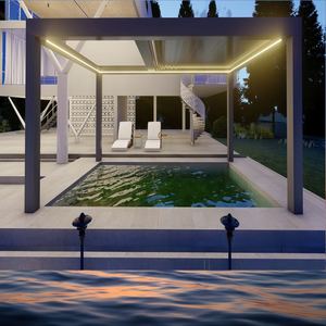Pérgola Bioclimática Motorizada de Aluminio con Recubrimiento en Polvo, Techo de Láminas Impermeable para Jardín, Toldo Moderno para Patio Exterior, Tamaño Personalizado - Product Image 1