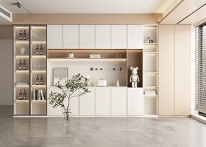 خزانة بار متينة متينة من الماهوجني حديثة مخصصة وصديقّة وصديقّة للعرض مع مساحة تخزين لتناول الطعام وغرفة المعيشة - Product Image 2