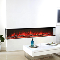 Cheminée électrique encastrable avec chauffage intégré, flamme hybride RGB moderne à 3 faces, pour la décoration du salon, 33-100 pouces