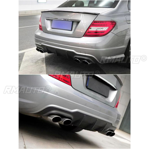 Pour Mercedes Benz W204 2011-2014 Édition Sport : Spoiler de pare-chocs arrière, diffuseur et garniture de sortie d'échappement arrière - Product Image 4