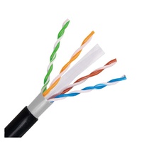 Câble Réseau SFTP Blindé Cat6 Noir Fibre Optique Cuivre Nu Solide Extérieur PE 1000ft 305m 100m 23AWG Bobine en Bois Certifié CE