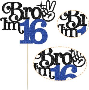 Adorno para Pastel de <span class=keywords><strong>Cumpleaños</strong></span> de 16 Años para Hombre - Decoración para Fiesta de 16 Años - <span class=keywords><strong>Hermano</strong></span> de 16 Años - Negro - Product Image 3