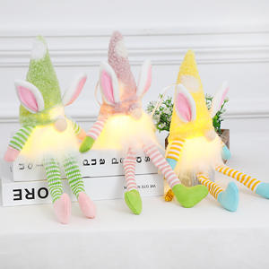 Muñeco Gnomo Conejo de Patas Largas con <span class=keywords><strong>Luz</strong></span> LED Blanca Cálida, Muñeco sin Rostro de Pascua, Decoración <span class=keywords><strong>para</strong></span> Ventanas, Adorno de Duende Pastel - Product Image 4
