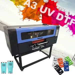 XP600 5 Color CMYKW 3 Print Head 30cm Size A3 2 In 1 UV DTF Printer for roll to roll automatic label sticker printing