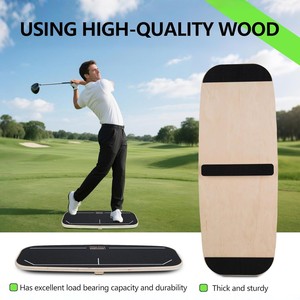 Force Plates Wooden <b>Golf</b> Swing Trainer Balance Board With Stance Markers For Weight Transfer Training - Product Image 2