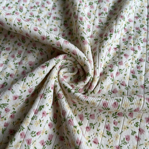 弹力氨纶针尖罗纹针织面料定制印花100% 棉针尖针织面料 - Product Image 5