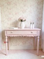 Coiffeuse rose sculptée de style français avec tiroir pour chambre à coucher