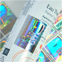 Étiquettes personnalisées en PET holographique 3D, écologiques, avec logo personnalisé, laser, adhésives, imperméables, anti-contrefaçon, avec code QR