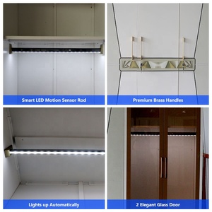 Meuble de placard en acier <span class=keywords><strong>autoportant</strong></span> tiroir de chambre à coucher miroir en métal imprimé casier à 5 portes armoire Almirah pour vêtements armoire - Product Image 3